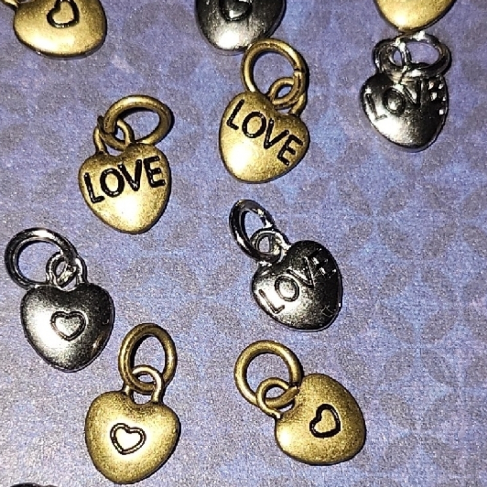 Gold and Silver Heart Charms for Small Pets